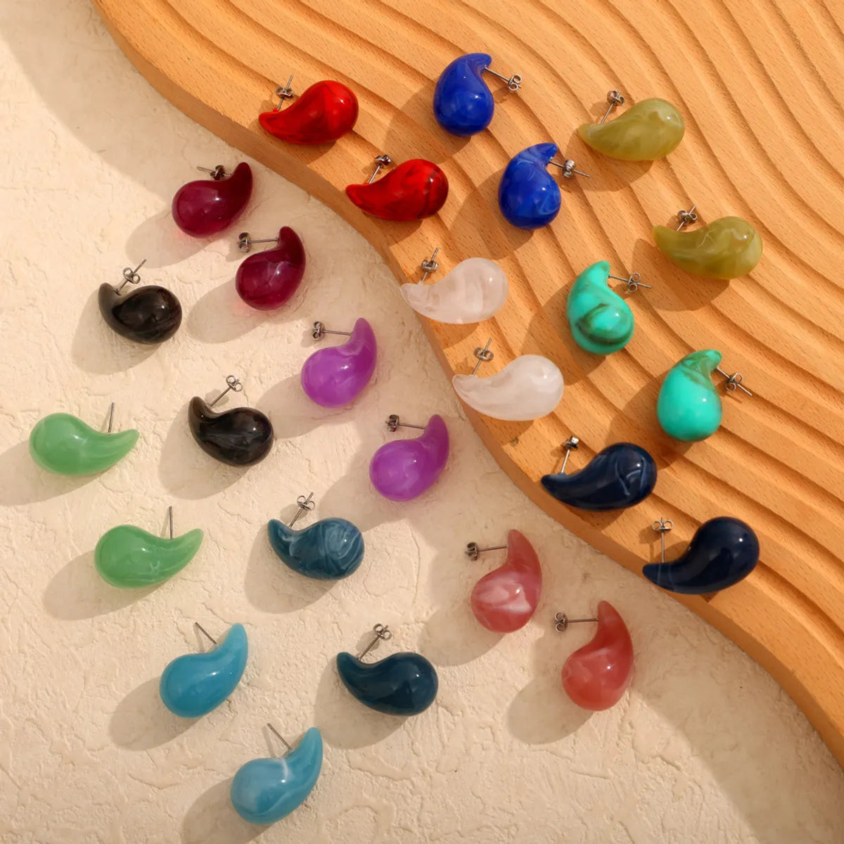 1 Pair Simple Style British Style Commute Water Droplets Plating Resin Titanium Steel Ear Studs