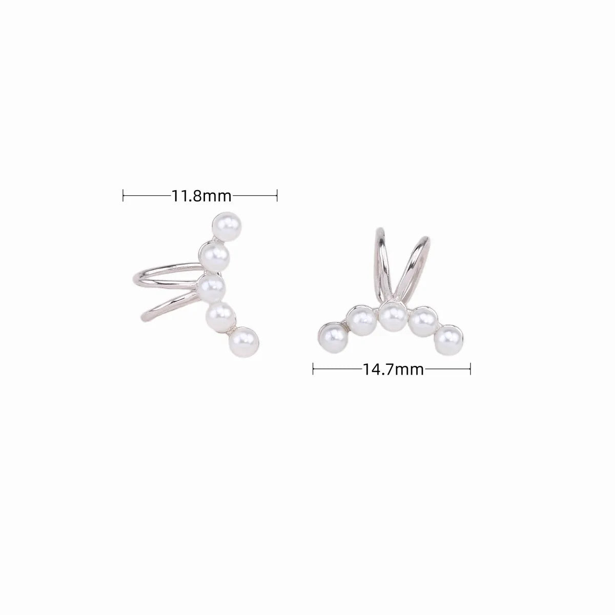 1 Pair Simple Style Bunny Ears Solid Color Plating Inlay Sterling Silver Pearl White Gold Plated Gold Plated Ear Cuffs