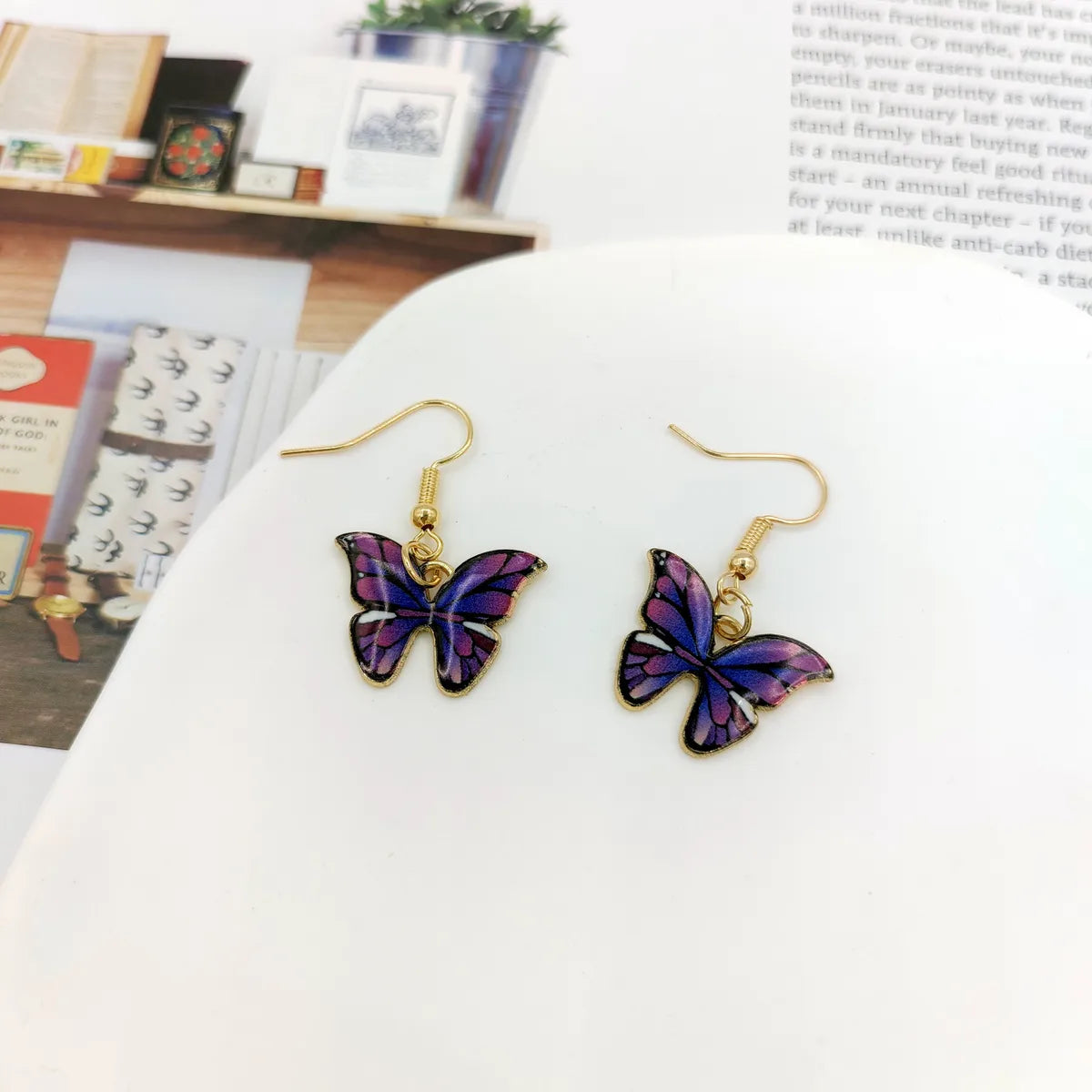 1 Pair Simple Style Butterfly Alloy Plating Women'S Earrings