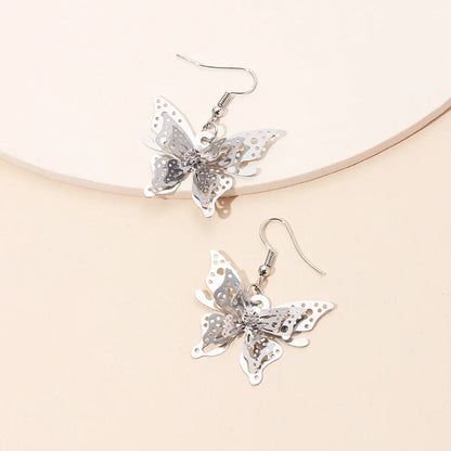 1 Pair Simple Style Butterfly Inlay Copper Zircon Drop Earrings