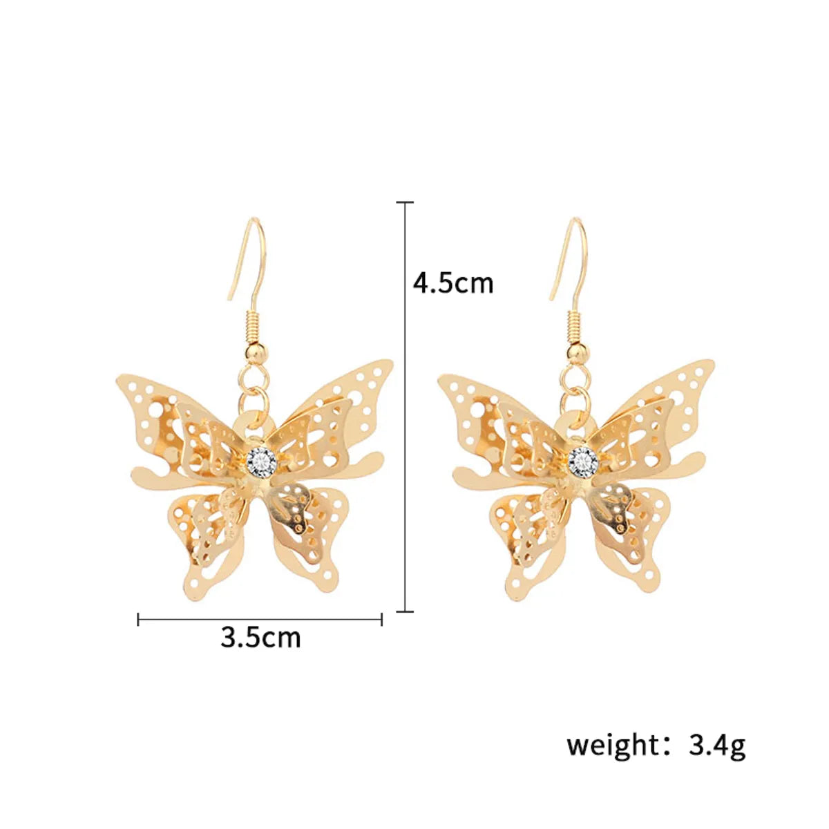 1 Pair Simple Style Butterfly Inlay Copper Zircon Drop Earrings