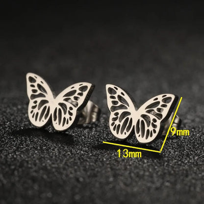 1 Pair Simple Style Butterfly Plating Hollow Out Stainless Steel Ear Studs