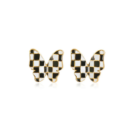 1 Pair Simple Style Butterfly Plating Inlay Alloy Rhinestones Ear Studs