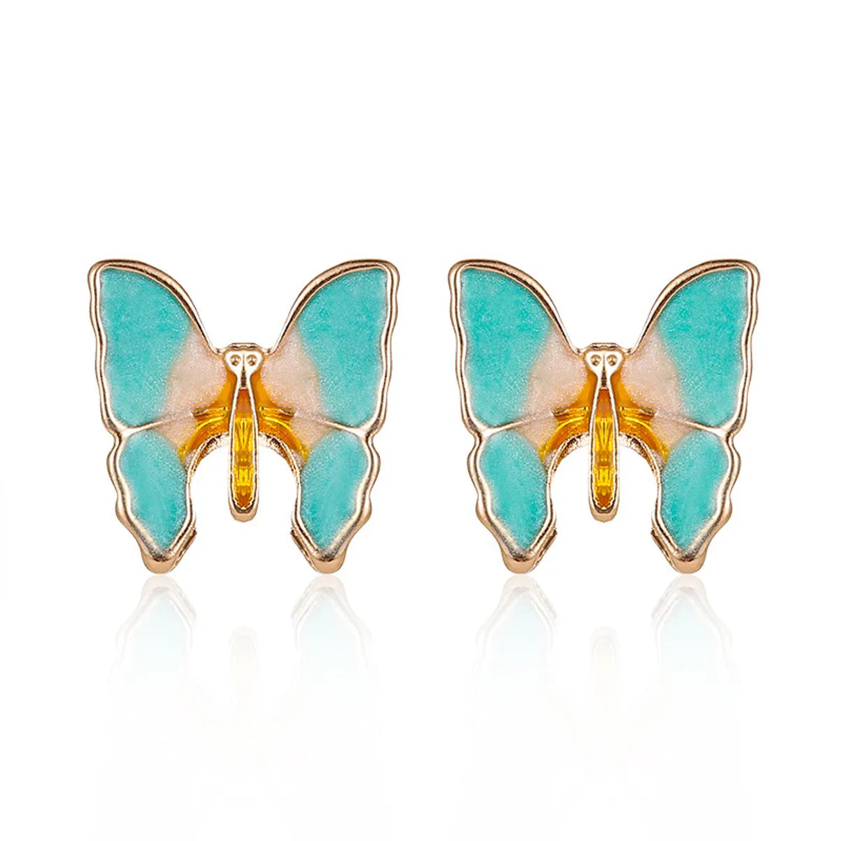 1 Pair Simple Style Butterfly Plating Inlay Alloy Rhinestones Ear Studs