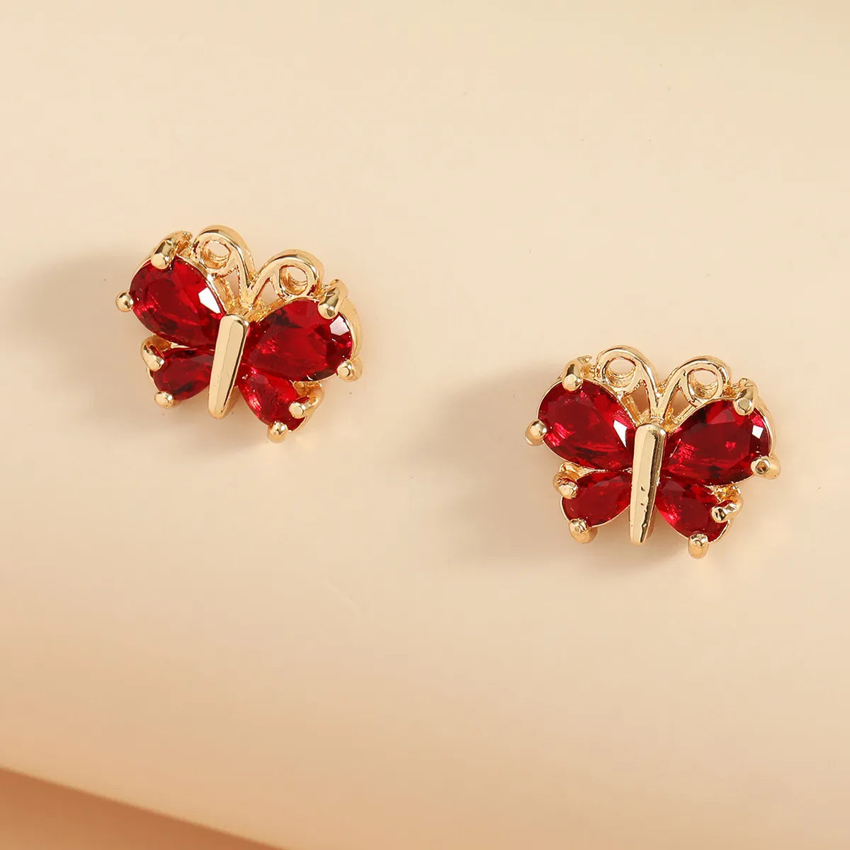 1 Pair Simple Style Butterfly Plating Inlay Alloy Rhinestones Ear Studs