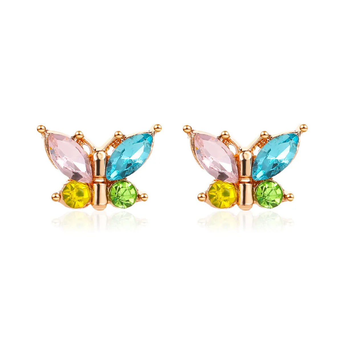 1 Pair Simple Style Butterfly Plating Inlay Alloy Rhinestones Ear Studs