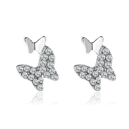 1 Pair Simple Style Butterfly Plating Inlay Alloy Rhinestones Ear Studs