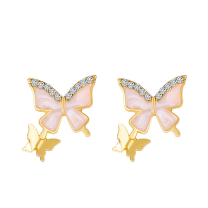 1 Pair Simple Style Butterfly Plating Inlay Alloy Rhinestones Ear Studs