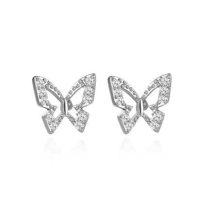 1 Pair Simple Style Butterfly Plating Inlay Alloy Rhinestones Ear Studs