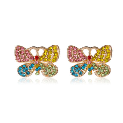 1 Pair Simple Style Butterfly Plating Inlay Alloy Rhinestones Ear Studs