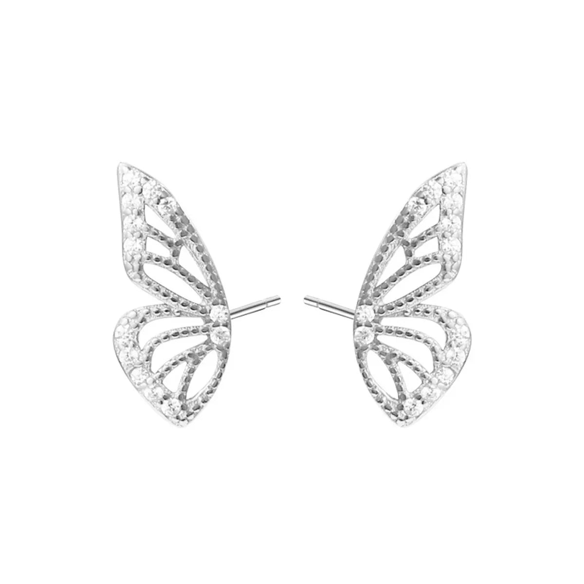 1 Pair Simple Style Butterfly Plating Inlay Alloy Rhinestones Ear Studs