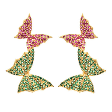 1 Pair Simple Style Butterfly Plating Inlay Copper Zircon 18k Gold Plated Ear Studs