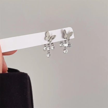 1 Pair Simple Style Butterfly Plating Inlay Copper Zircon Silver Plated Ear Studs