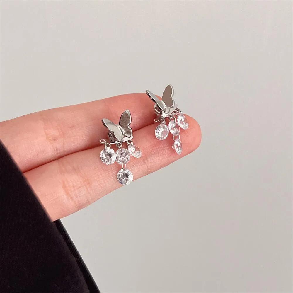 1 Pair Simple Style Butterfly Plating Inlay Copper Zircon Silver Plated Ear Studs