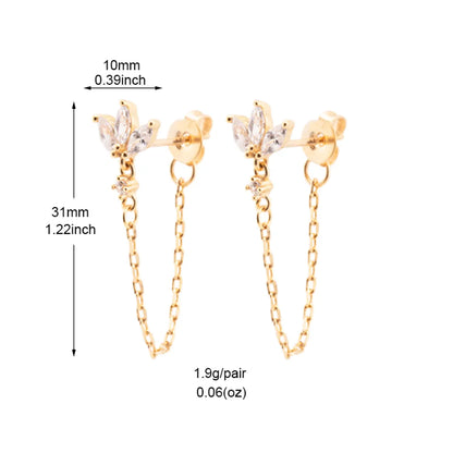 1 Pair Simple Style Butterfly Plating Inlay Copper Zircon White Gold Plated Gold Plated Ear Studs