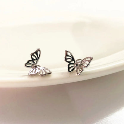 1 Pair Simple Style Butterfly Plating Inlay Sterling Silver Zircon Ear Studs