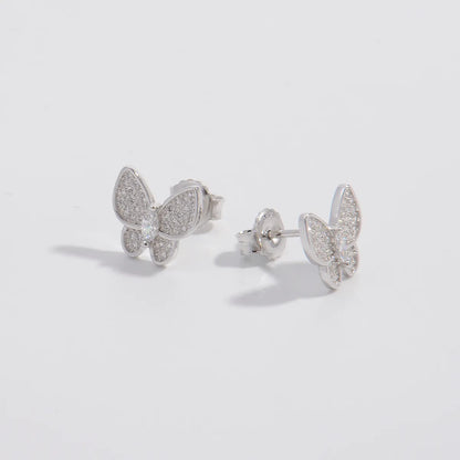 1 Pair Simple Style Butterfly Plating Inlay Sterling Silver Zircon Ear Studs