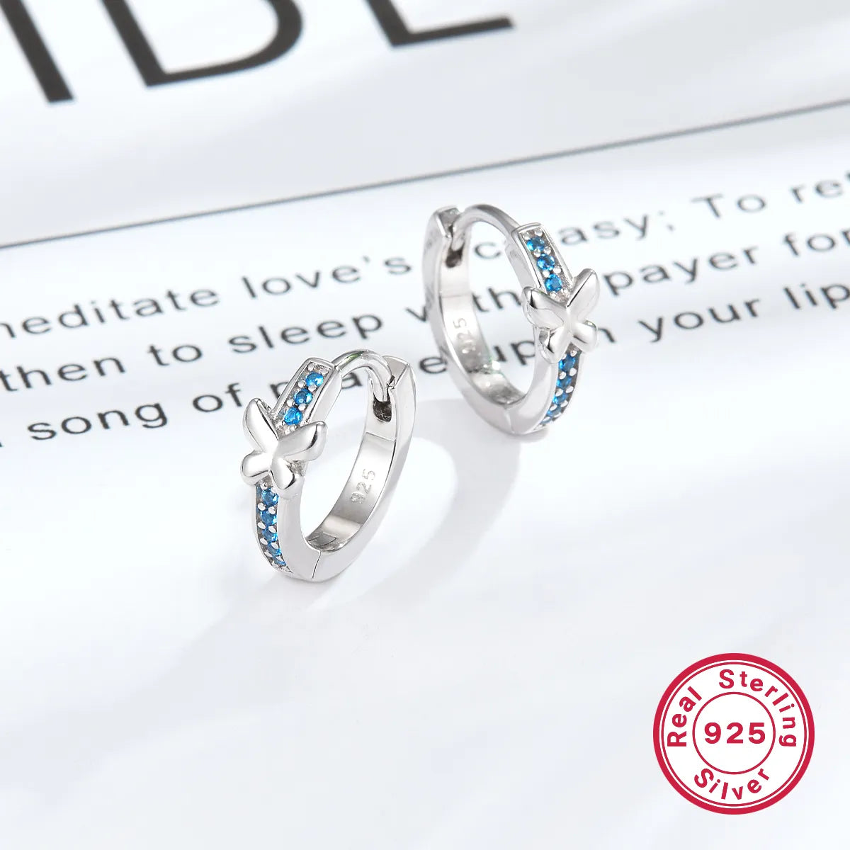 1 Pair Simple Style Butterfly Plating Inlay Sterling Silver Zircon White Gold Plated Earrings