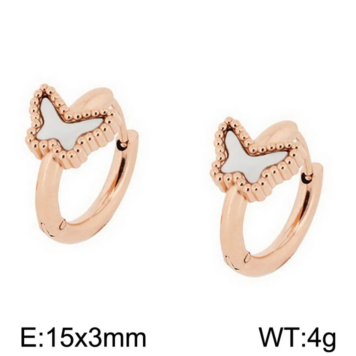 1 Pair Simple Style Butterfly Plating Inlay Titanium Steel Shell 18K Gold Plated Hoop Earrings