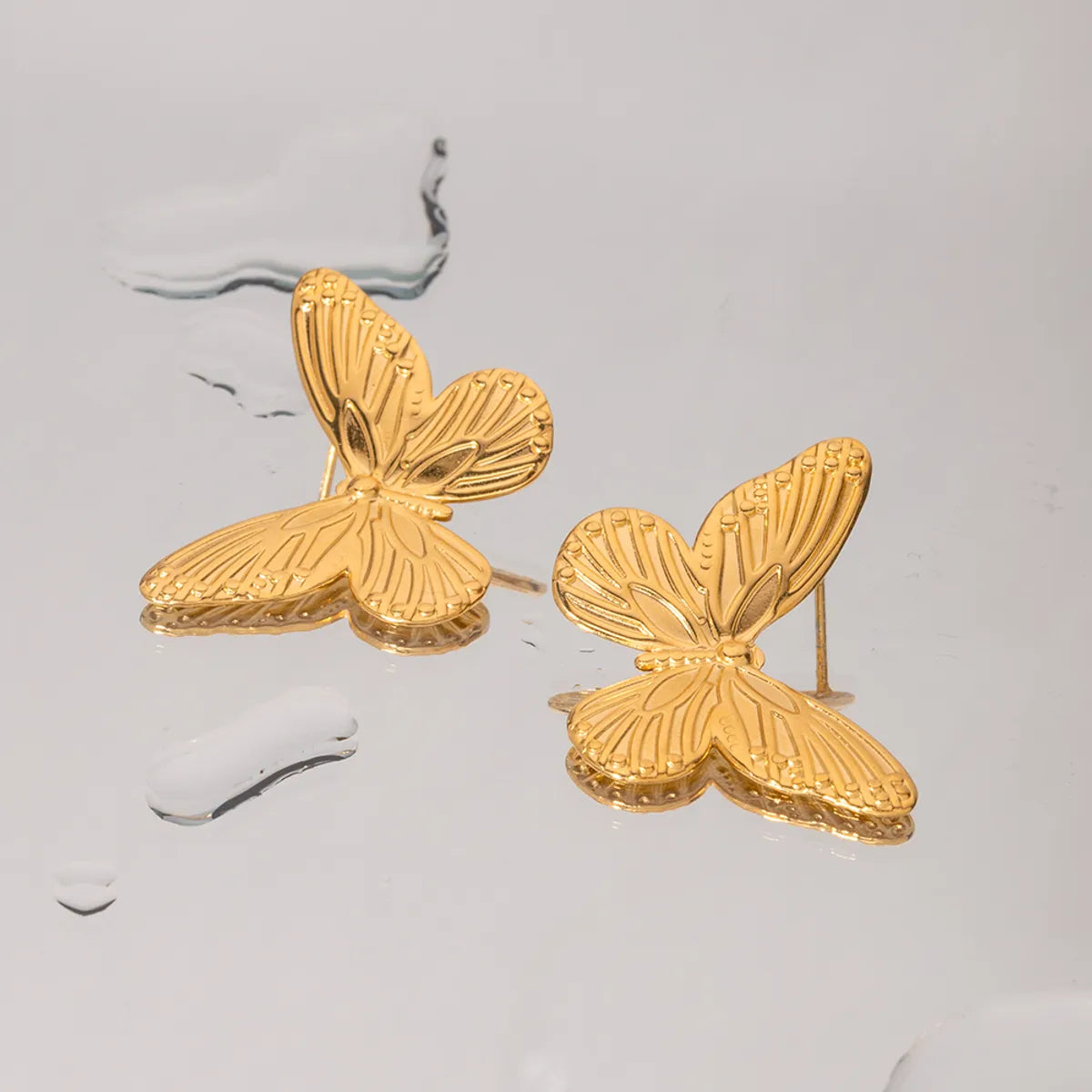 1 Pair Simple Style Butterfly Plating Stainless Steel 18k Gold Plated Ear Studs