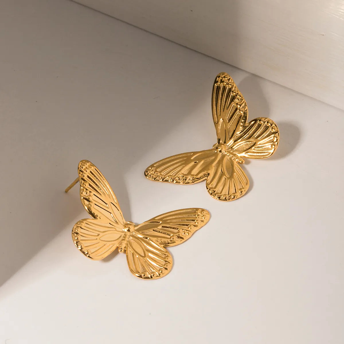 1 Pair Simple Style Butterfly Plating Stainless Steel 18k Gold Plated Ear Studs