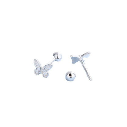 1 Pair Simple Style Butterfly Plating Sterling Silver Ear Studs