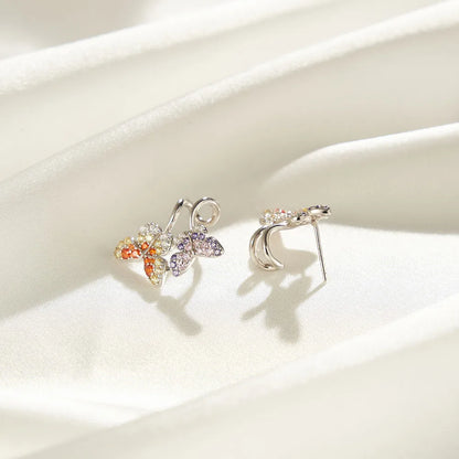 1 Pair Simple Style Butterfly Plating Sterling Silver Zircon Ear Studs