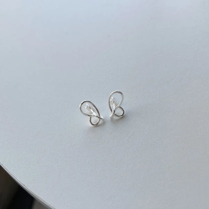 1 Pair Simple Style Butterfly Sterling Silver Ear Studs