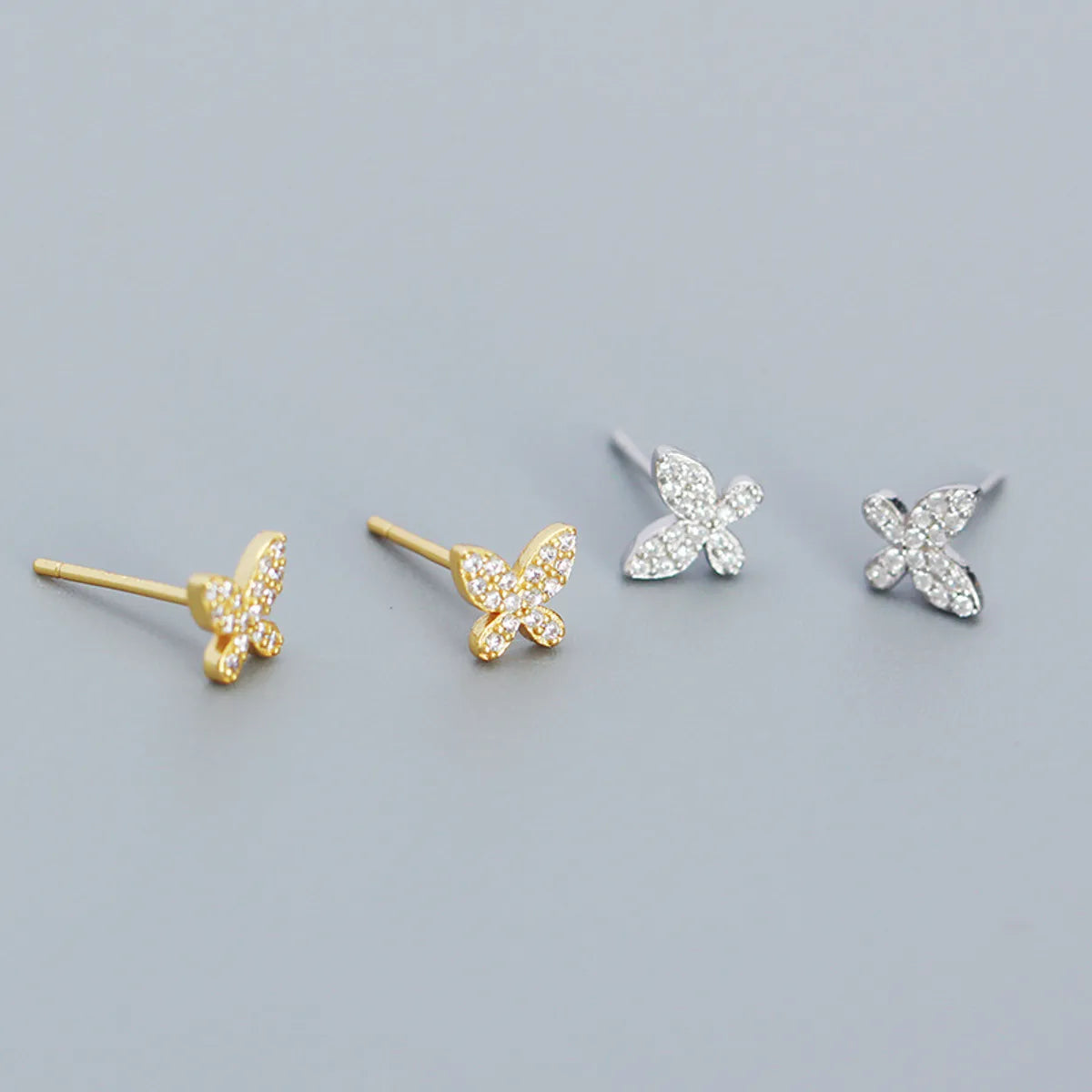 1 Pair Simple Style Butterfly Sterling Silver Plating Inlay Ear Studs