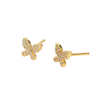 1 Pair Simple Style Butterfly Sterling Silver Plating Inlay Ear Studs