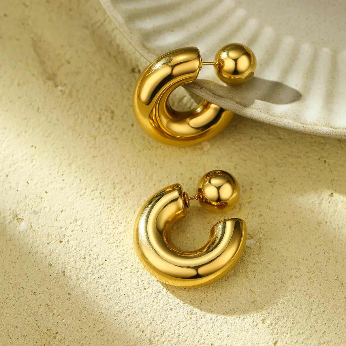 1 Pair Simple Style C Shape 304 Stainless Steel Ear Studs