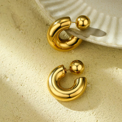 1 Pair Simple Style C Shape 304 Stainless Steel Ear Studs