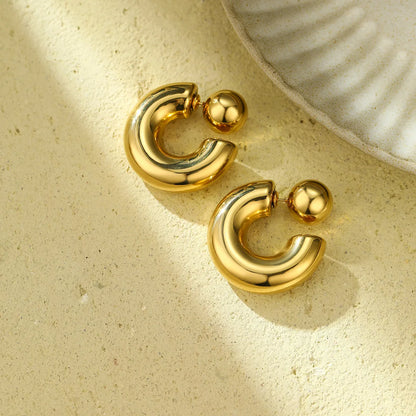 1 Pair Simple Style C Shape 304 Stainless Steel Ear Studs