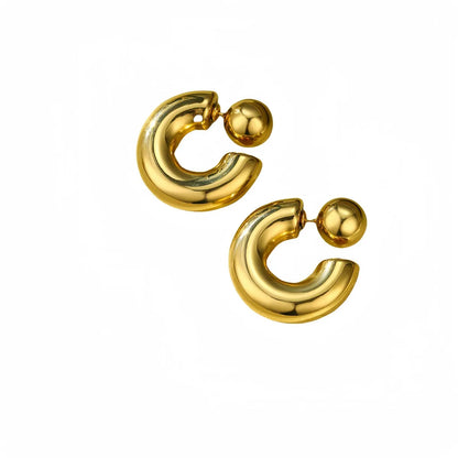 1 Pair Simple Style C Shape 304 Stainless Steel Ear Studs