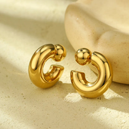 1 Pair Simple Style C Shape 304 Stainless Steel Ear Studs