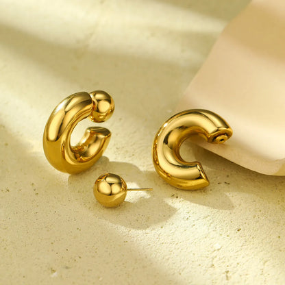 1 Pair Simple Style C Shape 304 Stainless Steel Ear Studs