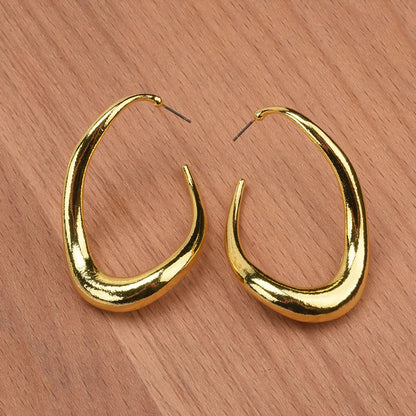 1 Pair Simple Style C Shape Asymmetrical Plating Metal Ear Studs