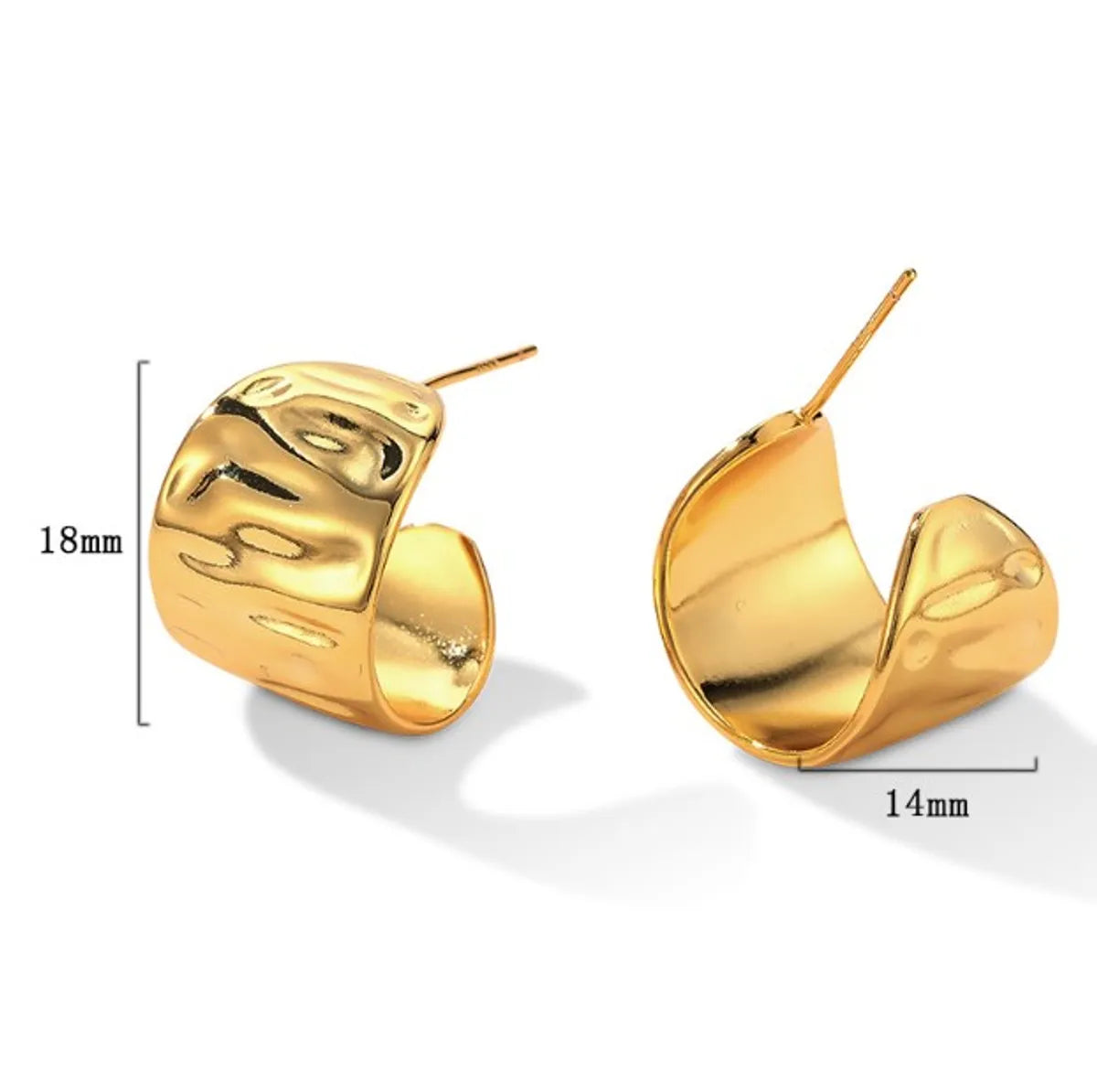 1 Pair Simple Style C Shape Copper Gold Plated Ear Studs