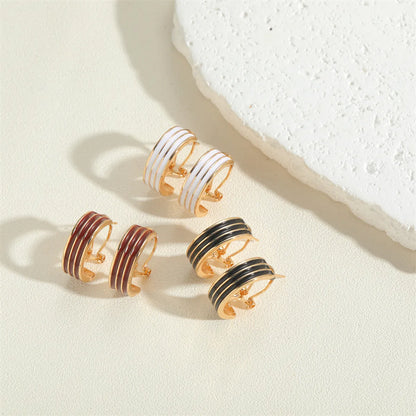 1 Pair Simple Style C Shape Enamel Copper 14K Gold Plated Ear Studs