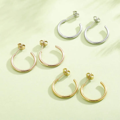 1 Pair Simple Style C Shape Geometric Plating Titanium Steel Ear Studs