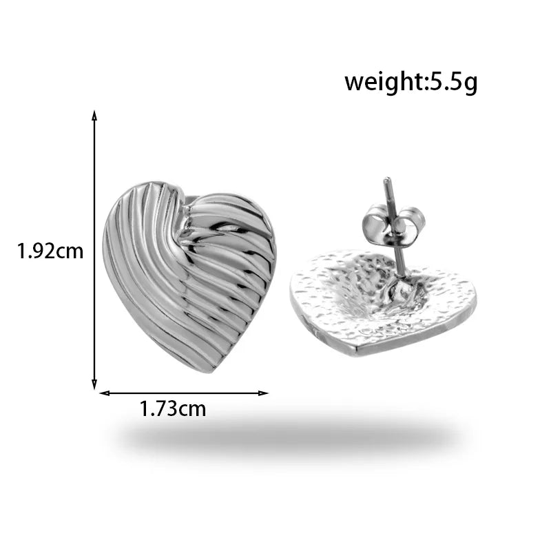 1 Pair Simple Style C Shape Heart Shape Plating 304 Stainless Steel Ear Studs