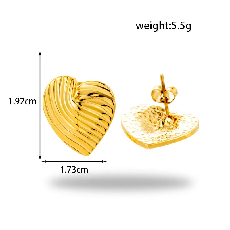 1 Pair Simple Style C Shape Heart Shape Plating 304 Stainless Steel Ear Studs