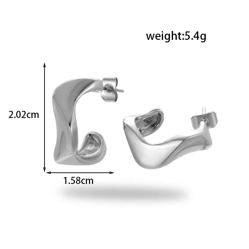 1 Pair Simple Style C Shape Heart Shape Plating 304 Stainless Steel Ear Studs