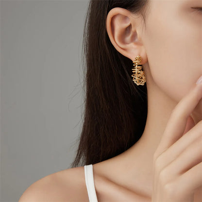 1 Pair Simple Style C Shape Hollow Out Stainless Steel Titanium Steel 18K Gold Plated Ear Studs