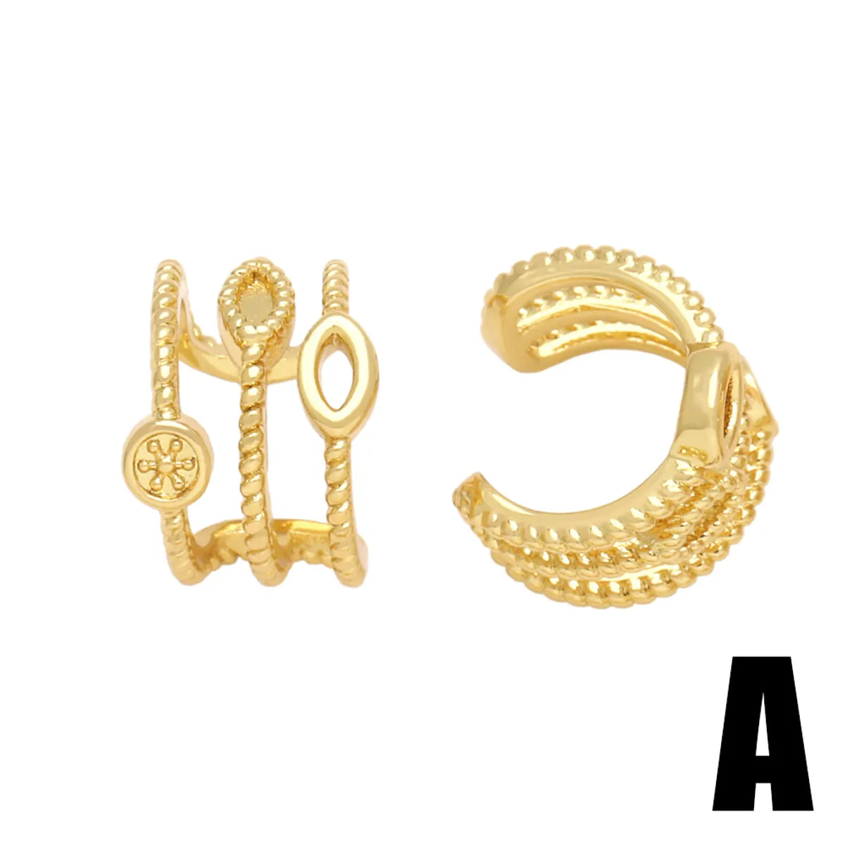 1 Pair Simple Style C Shape Irregular Plating Copper 18k Gold Plated Ear Clips