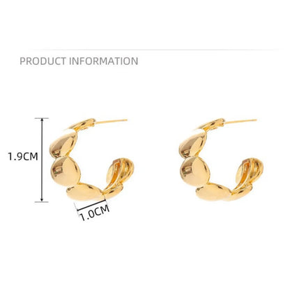 1 Pair Simple Style C Shape Oval Plating Copper 18k Gold Plated Ear Studs