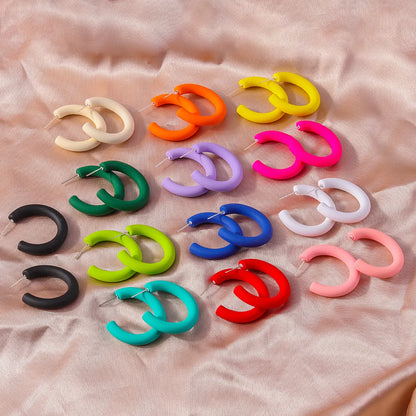 1 Pair Simple Style C Shape Plastic Ear Studs