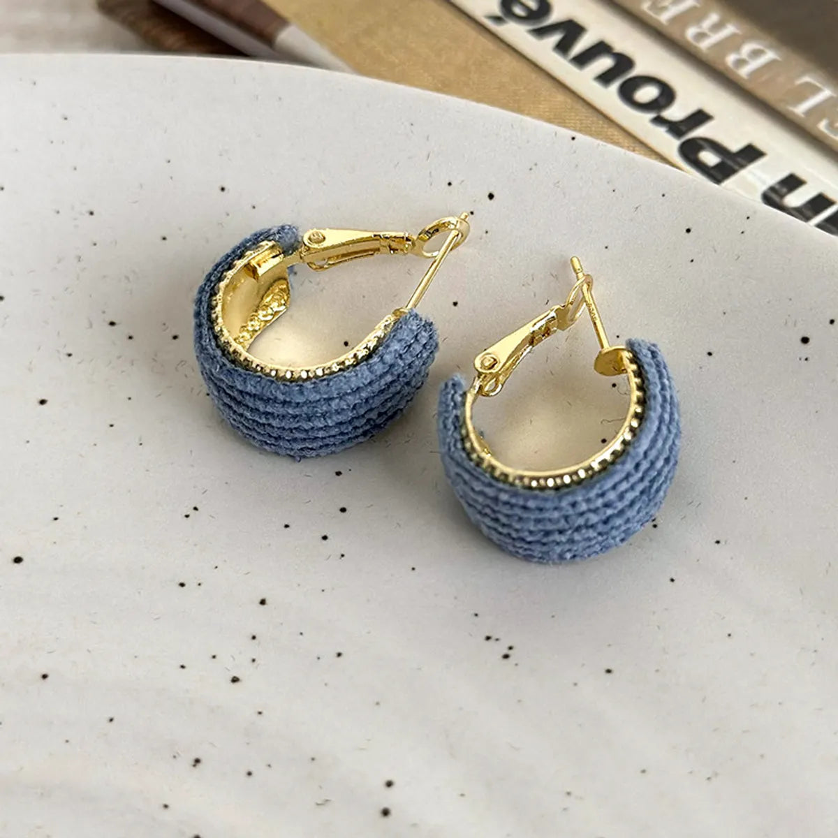 1 Pair Simple Style C Shape Plating Alloy Cloth Gold Plated Ear Studs