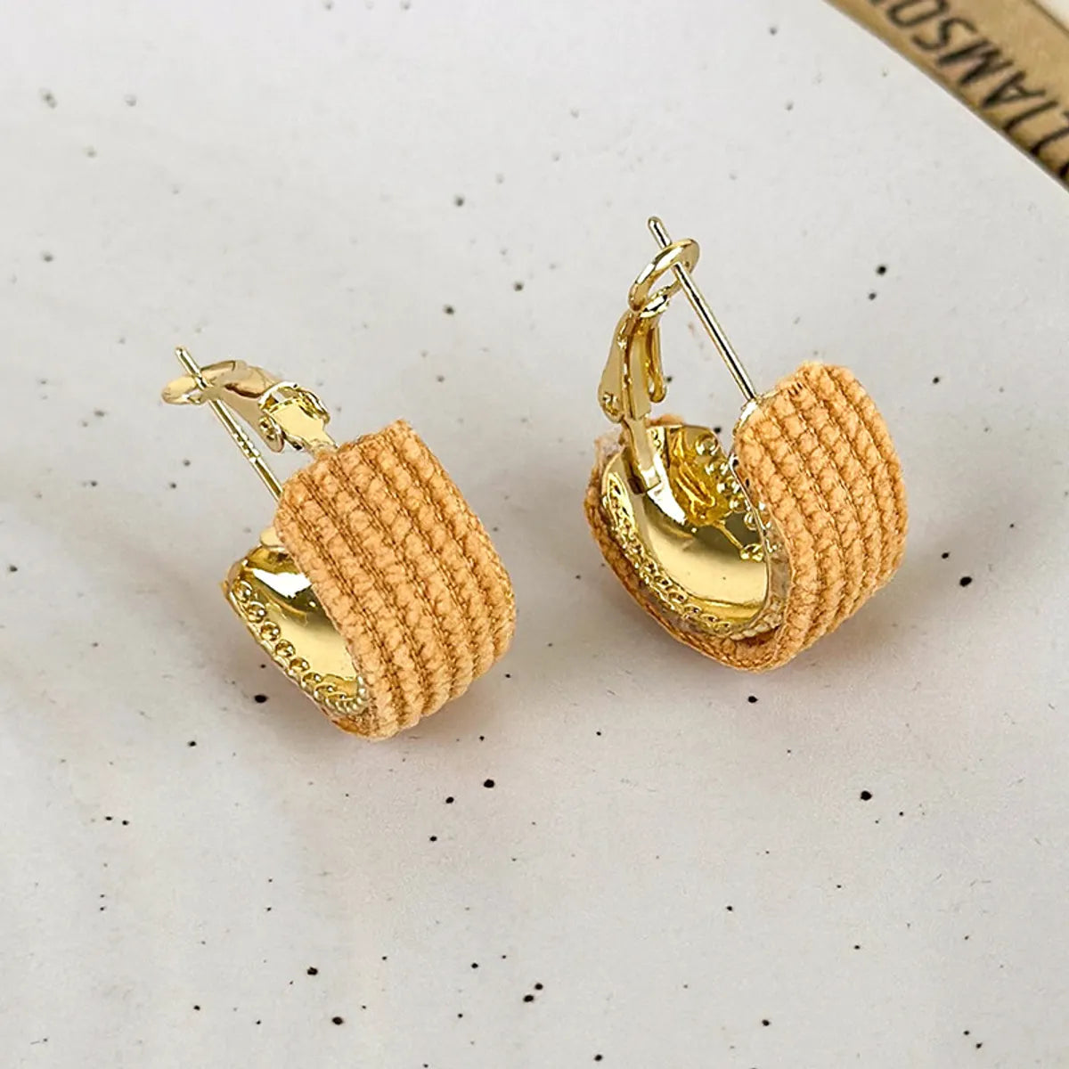 1 Pair Simple Style C Shape Plating Alloy Cloth Gold Plated Ear Studs