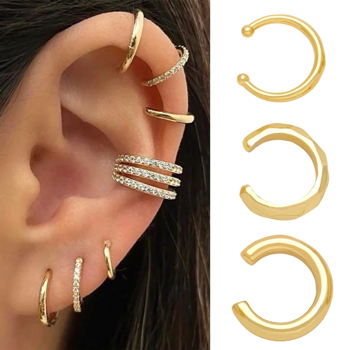 1 Pair Simple Style C Shape Plating Copper 18k Gold Plated Ear Clips